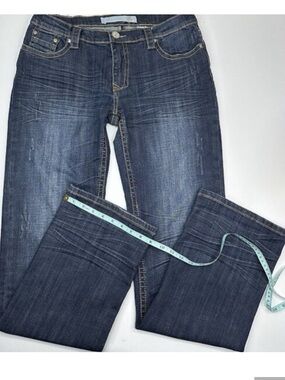 Tin Haul Womens Bootcut Jeans Dark Wash Distressed Stretch Denim W31-34”/34 Long